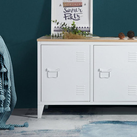 Sideboard Cabinet with 3 Doors and Wood-Look Top 120.5 x 40.5 x 60 cm