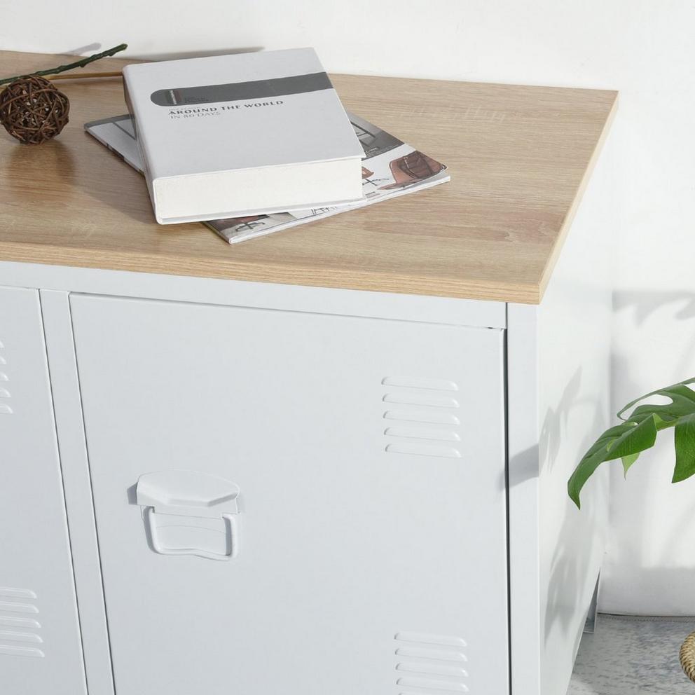 Sideboard Cabinet with 3 Doors and Wood-Look Top 120.5 x 40.5 x 60 cm