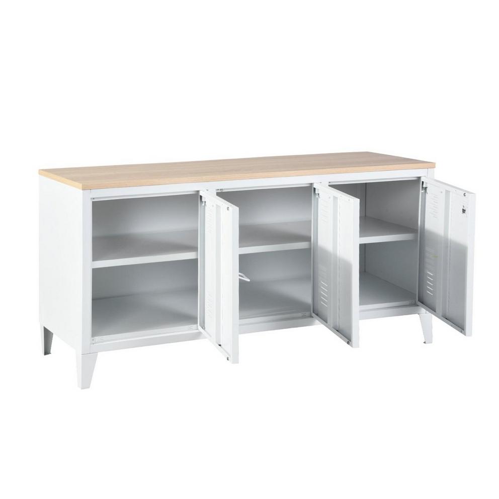 Sideboard Cabinet with 3 Doors and Wood-Look Top 120.5 x 40.5 x 60 cm