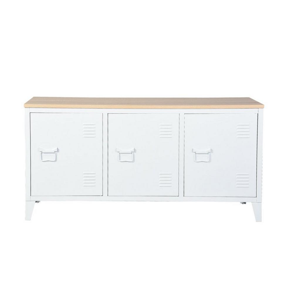 Sideboard Cabinet with 3 Doors and Wood-Look Top 120.5 x 40.5 x 60 cm