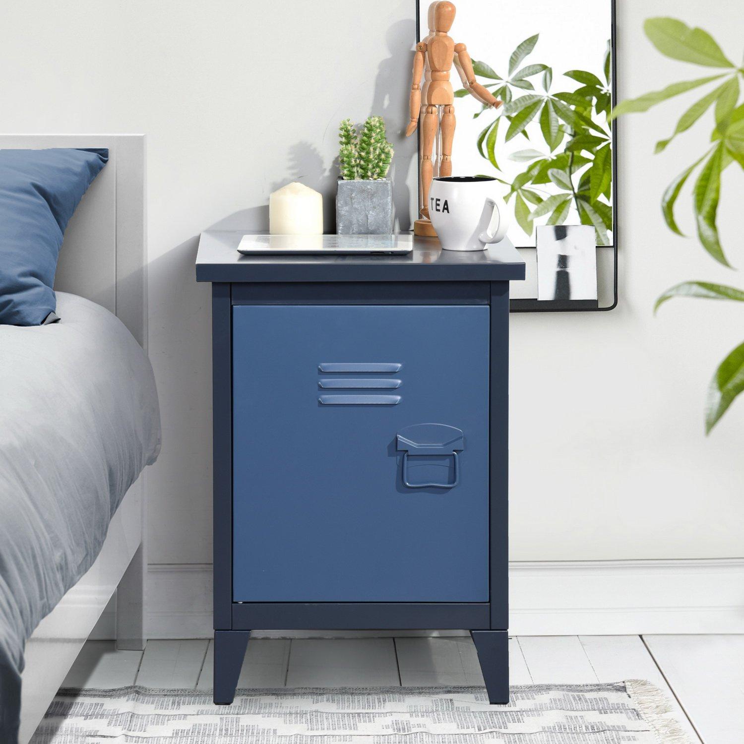 Metal Bedside Cabinet with Door and Shelf 44 x 39 x 60.5 cm