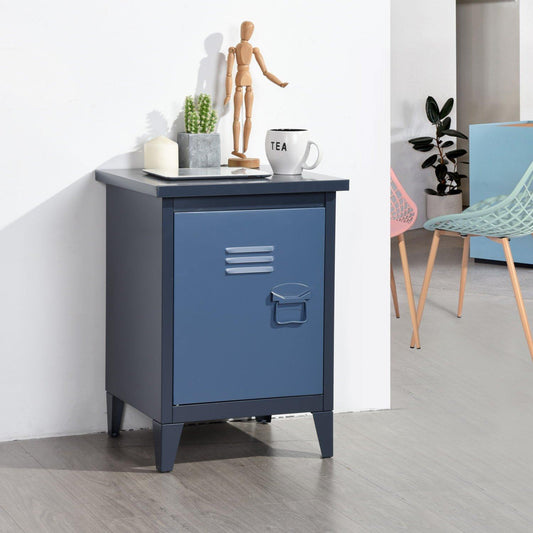 Metal Bedside Cabinet with Door and Shelf 44 x 39 x 60.5 cm