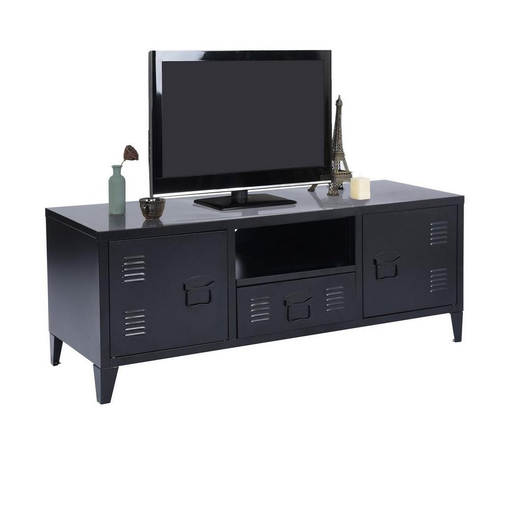 Metal TV Stand with Storage 120 cm Media Console Cabinet
