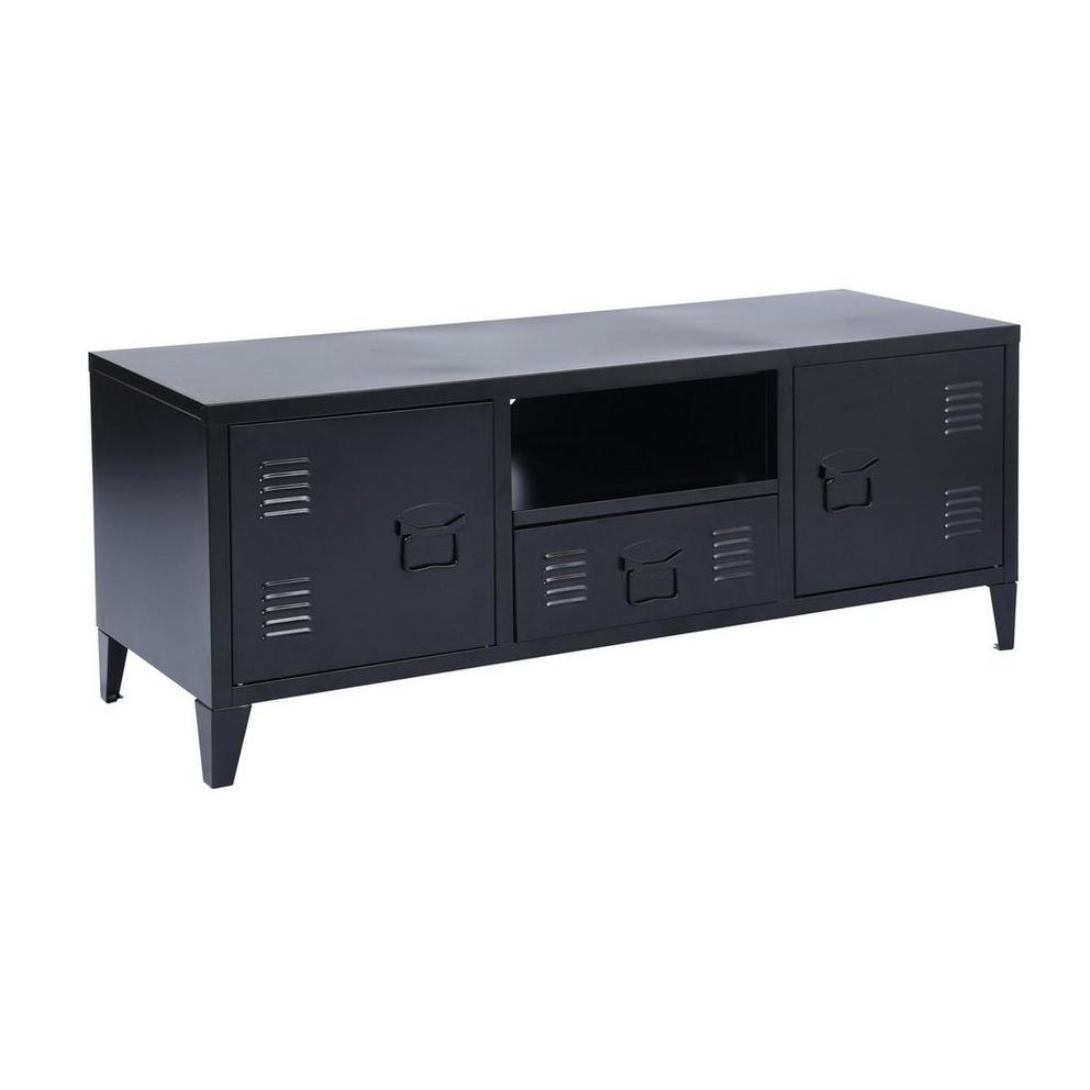 Metal TV Stand with Storage 120 cm Media Console Cabinet