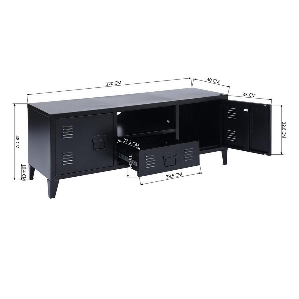 Metal TV Stand with Storage 120 cm Media Console Cabinet
