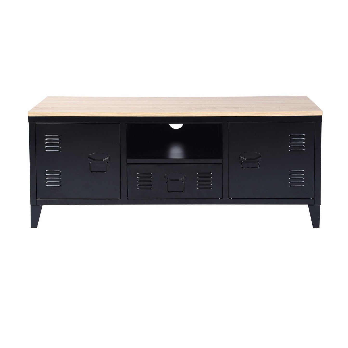 FurnitureR Industrial Metal TV Stand with Storage 120 cm Media Console Cabinet