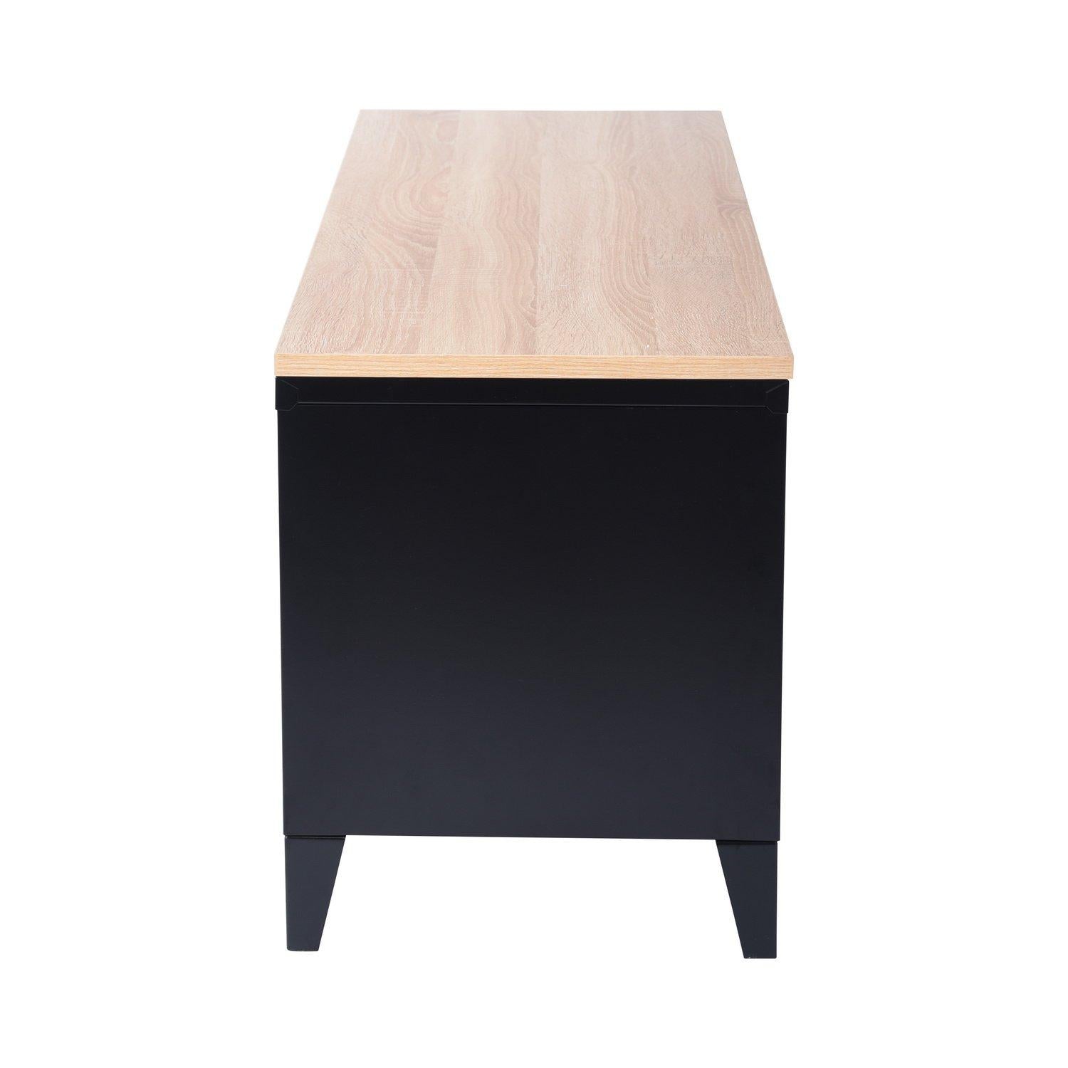 FurnitureR Industrial Metal TV Stand with Storage 120 cm Media Console Cabinet