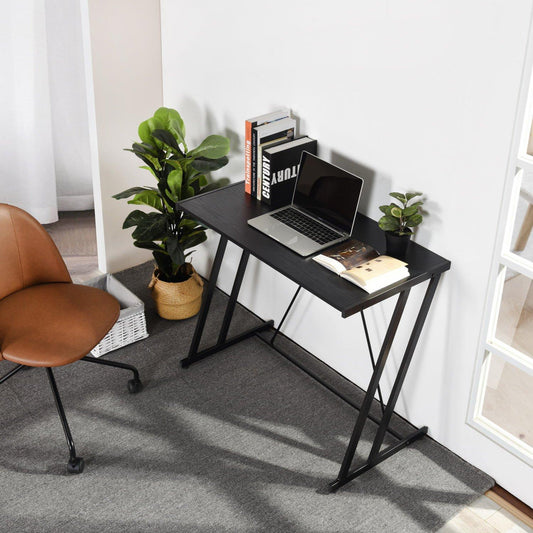FurnitureR Computer Desk Black Metal Frame Writing Table