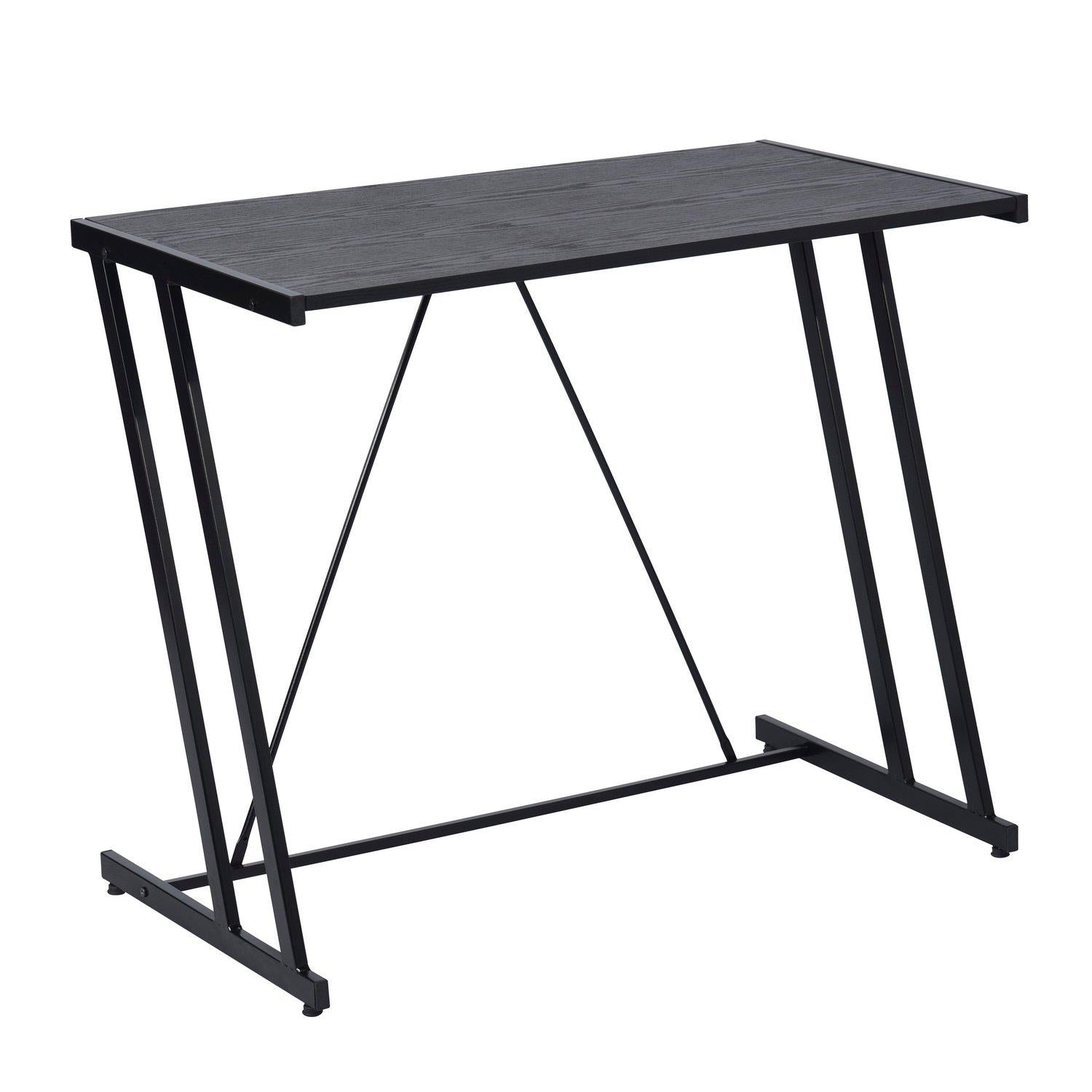 FurnitureR Computer Desk Black Metal Frame Writing Table