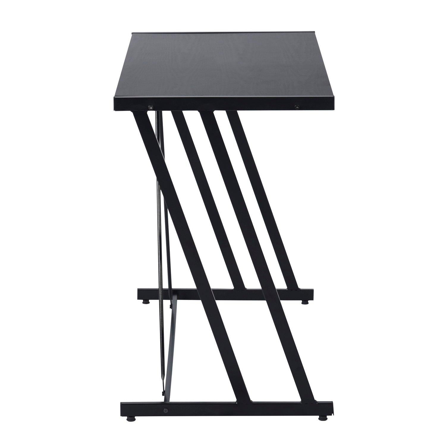 FurnitureR Computer Desk Black Metal Frame Writing Table