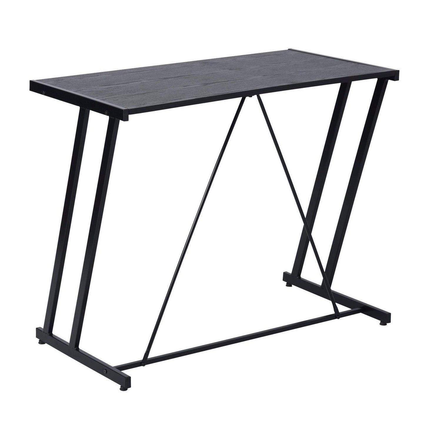 FurnitureR Computer Desk Black Metal Frame Writing Table