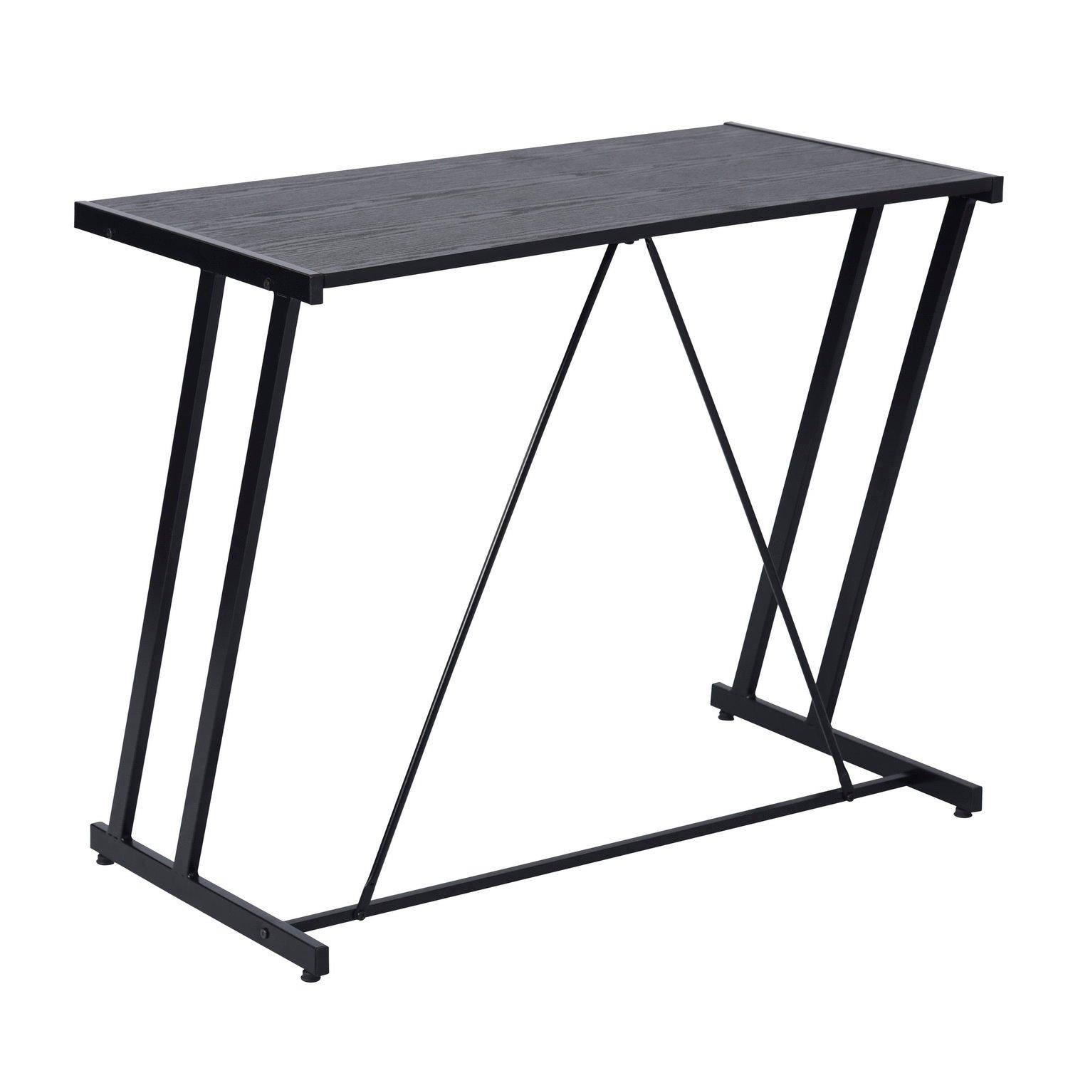 FurnitureR Computer Desk Black Metal Frame Writing Table