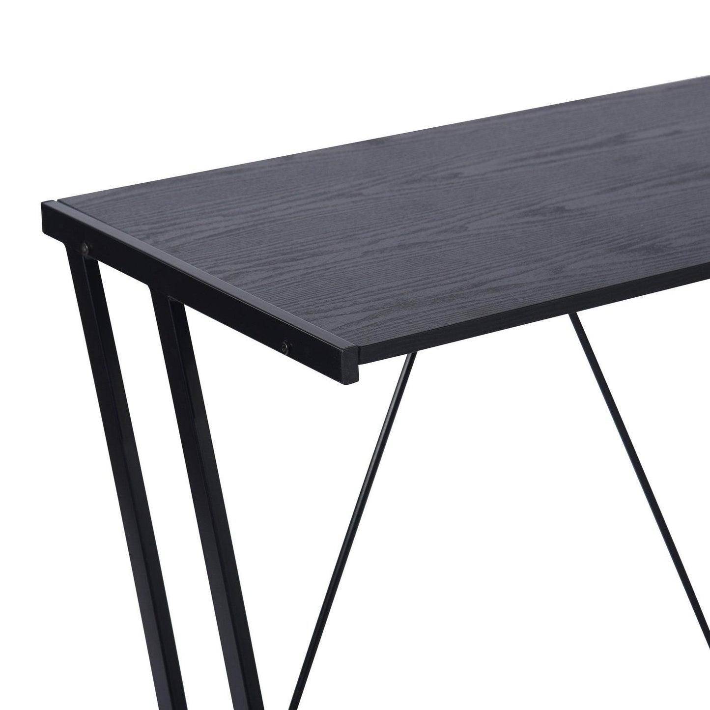 FurnitureR Computer Desk Black Metal Frame Writing Table