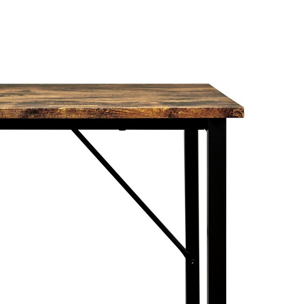 L-Shaped Corner Desk 129 cm Home Office Computer Table with Metal Frame