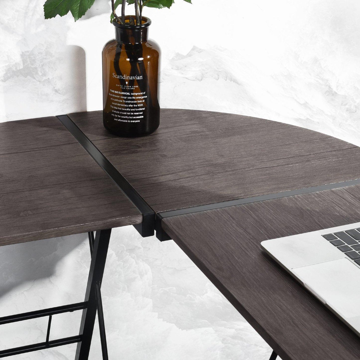 FurnitureR L-Shaped Corner Computer Desk Office Workstation with Steel Frame