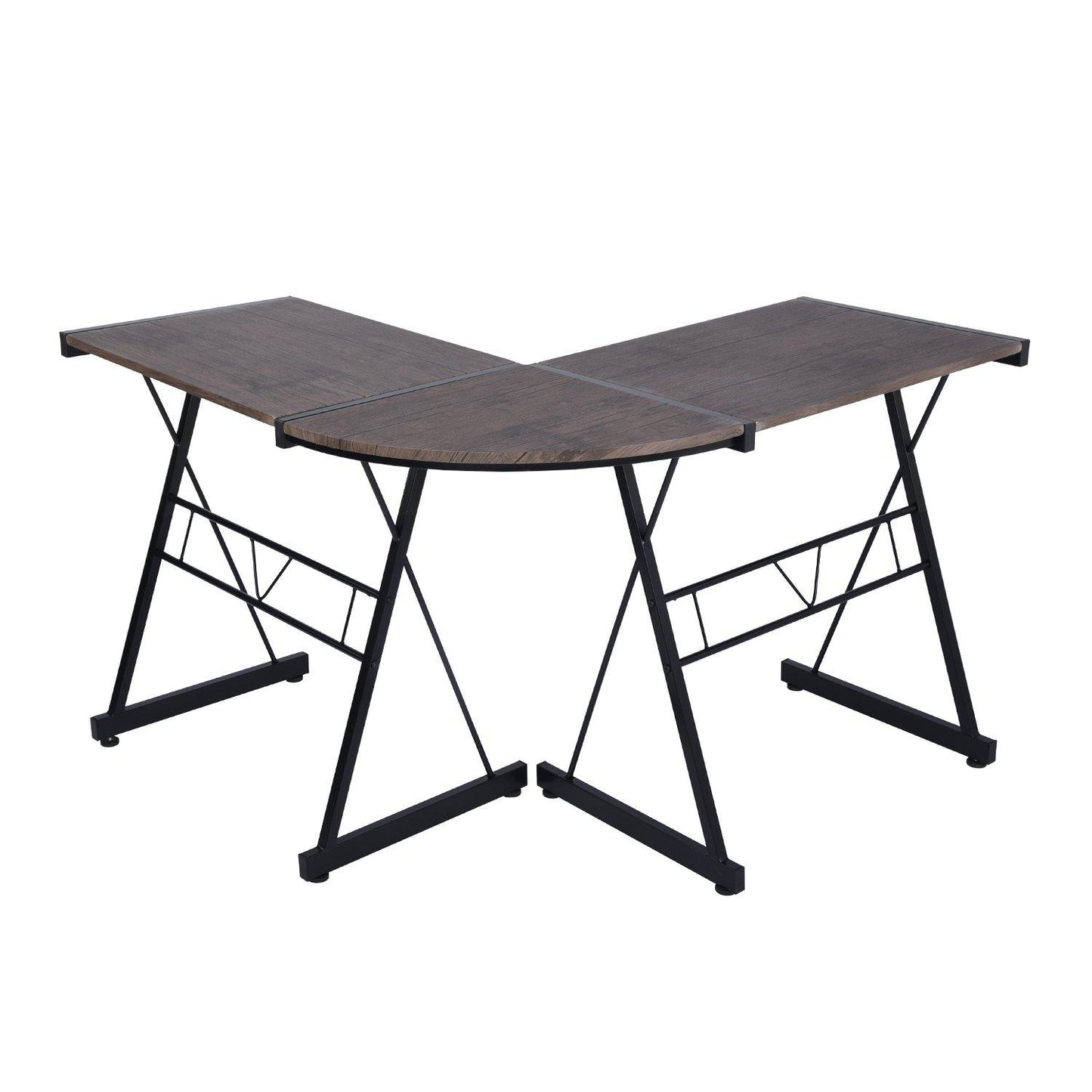 FurnitureR L-Shaped Corner Computer Desk Office Workstation with Steel Frame