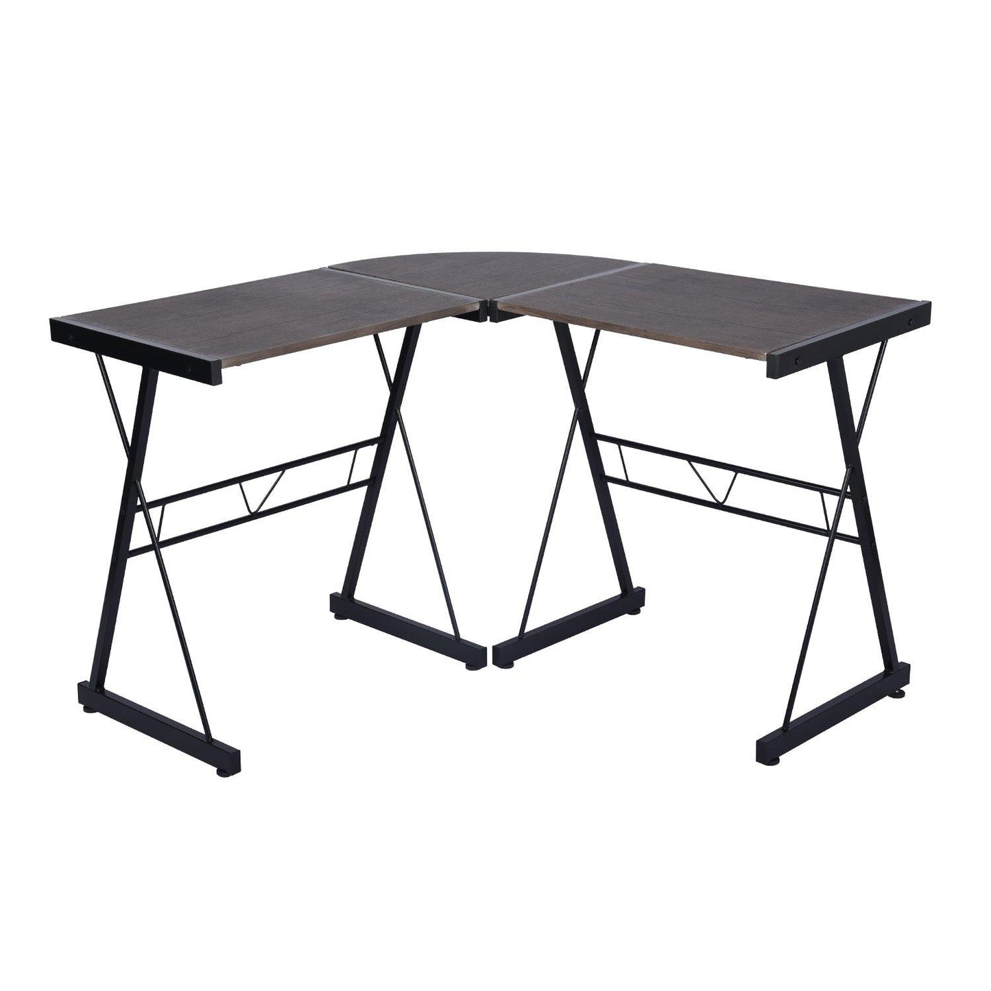 FurnitureR L-Shaped Corner Computer Desk Office Workstation with Steel Frame