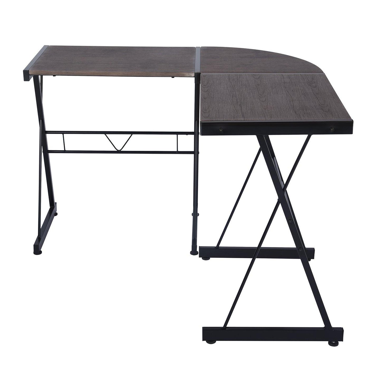 FurnitureR L-Shaped Corner Computer Desk Office Workstation with Steel Frame
