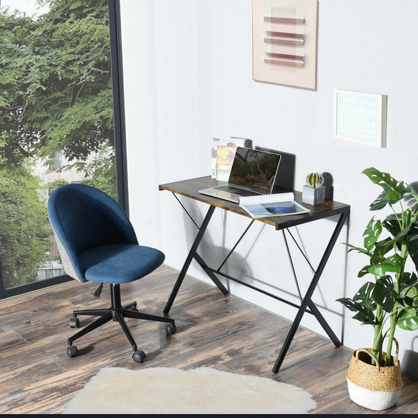 FurnitureR Computer Desk 90x48 cm Black Writing Table with Metal Frame