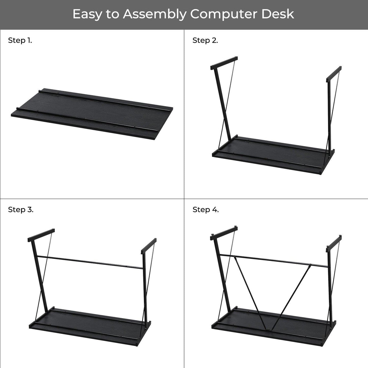 Madison Condelle Computer Desk Compact Writing Table with Metal Frame