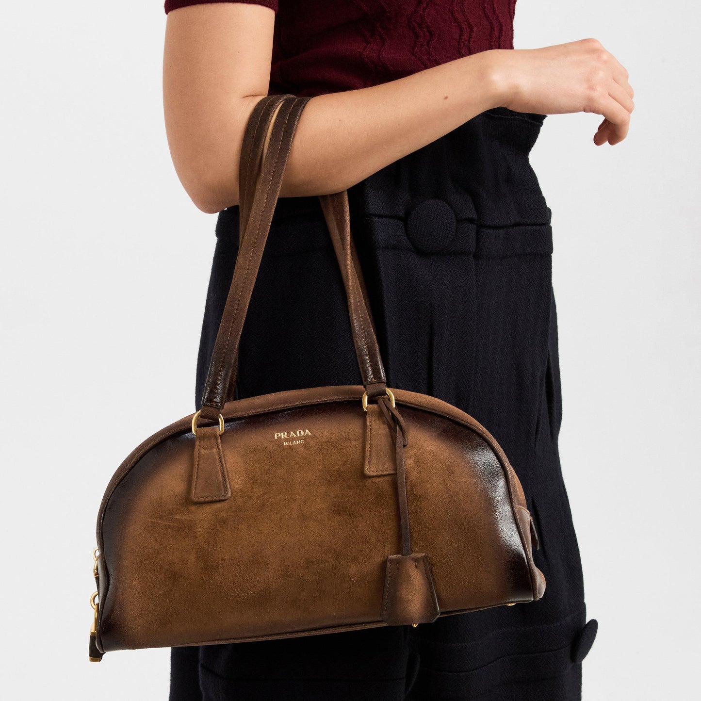 Prada Women's Suede Bowling Bag