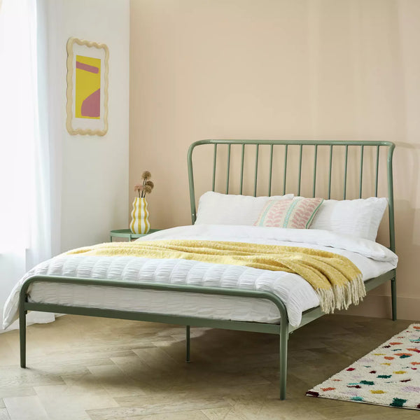 Habitat Kanso Small Double Metal Bed Frame - Sage Green