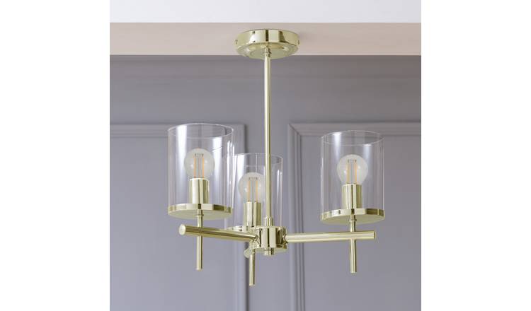 Argos Home Glass 3 Light Flush Ceiling Uplighter - Brass