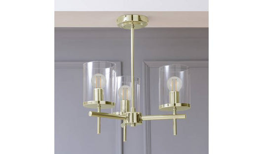 Argos Home Glass 3 Light Flush Ceiling Uplighter - Brass