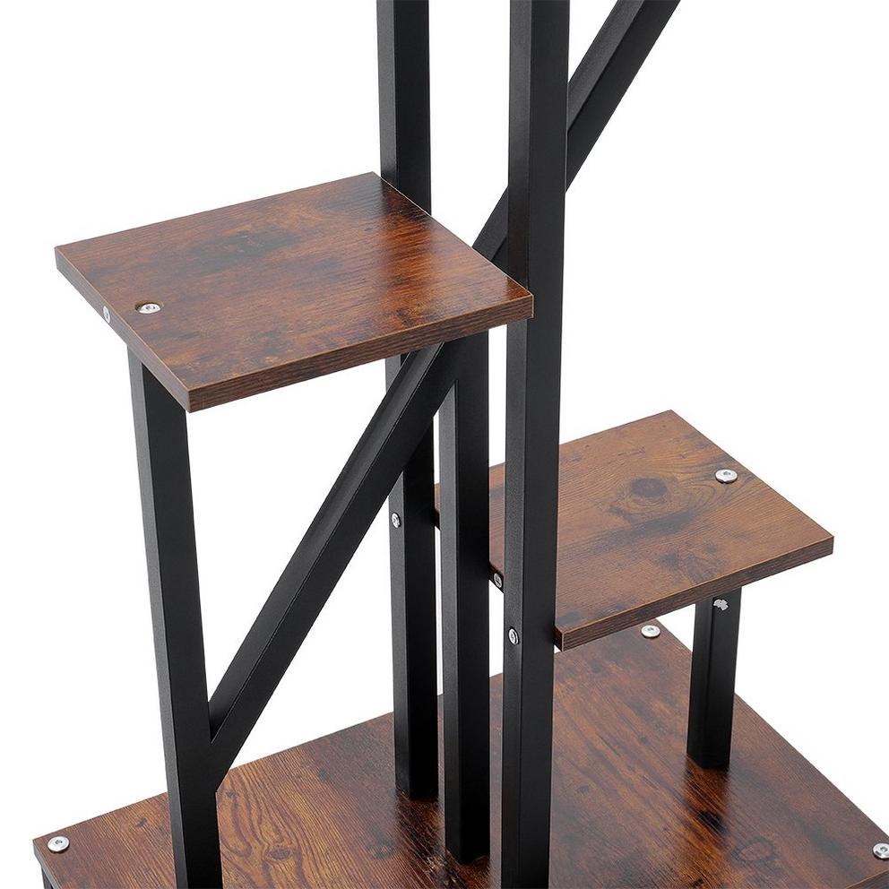 LIFE IDEAS 2x Half-Heart Tiered Plant Stand Brown
