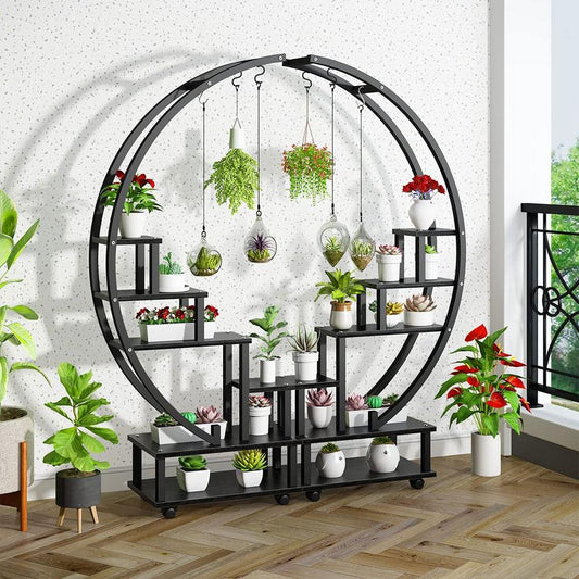 LIFE IDEAS 2x Half-Moon Plant Display Shelf with Wheels