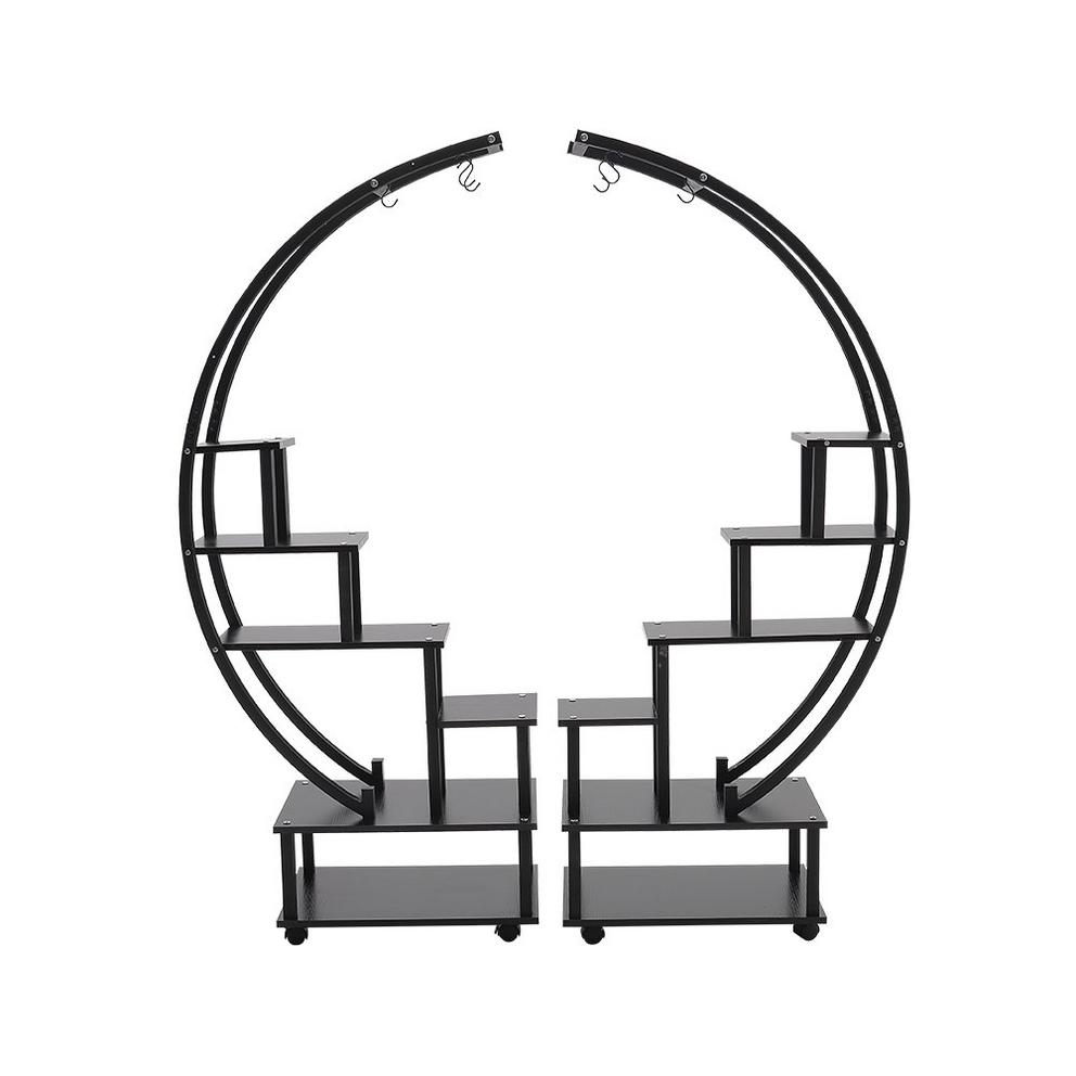 LIFE IDEAS 2x Half-Moon Plant Display Shelf with Wheels