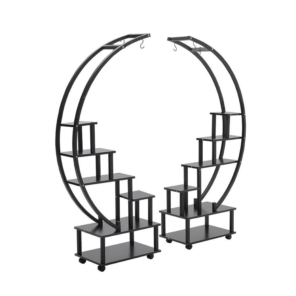 LIFE IDEAS 2x Half-Moon Plant Display Shelf with Wheels