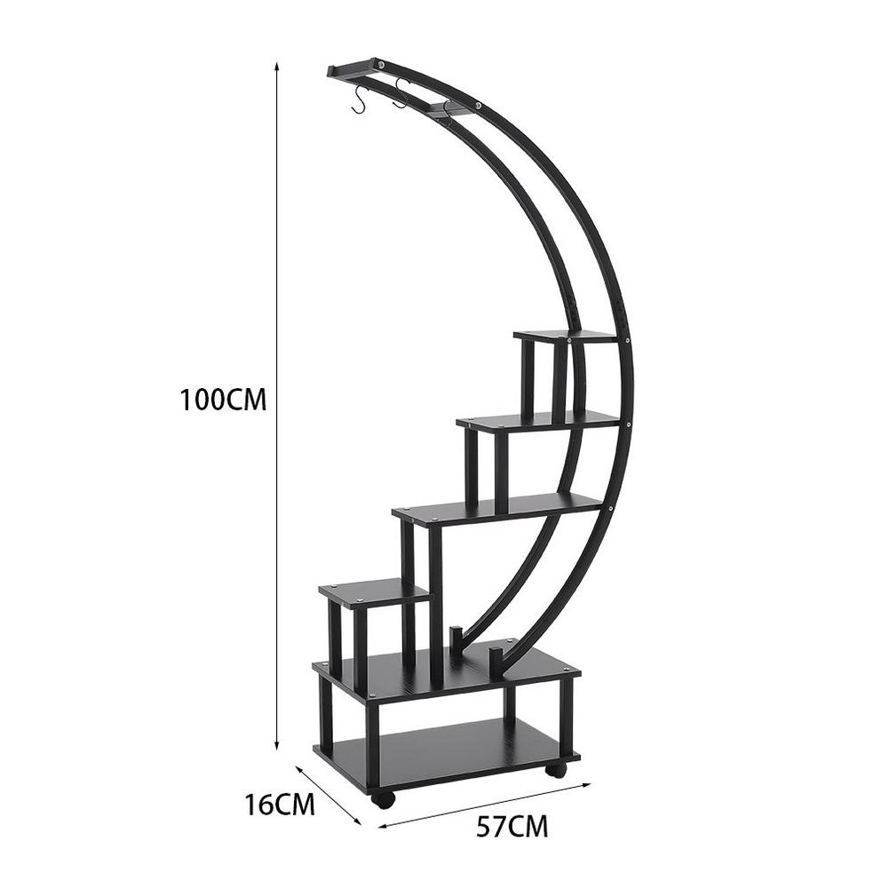 LIFE IDEAS 2x Half-Moon Plant Display Shelf with Wheels