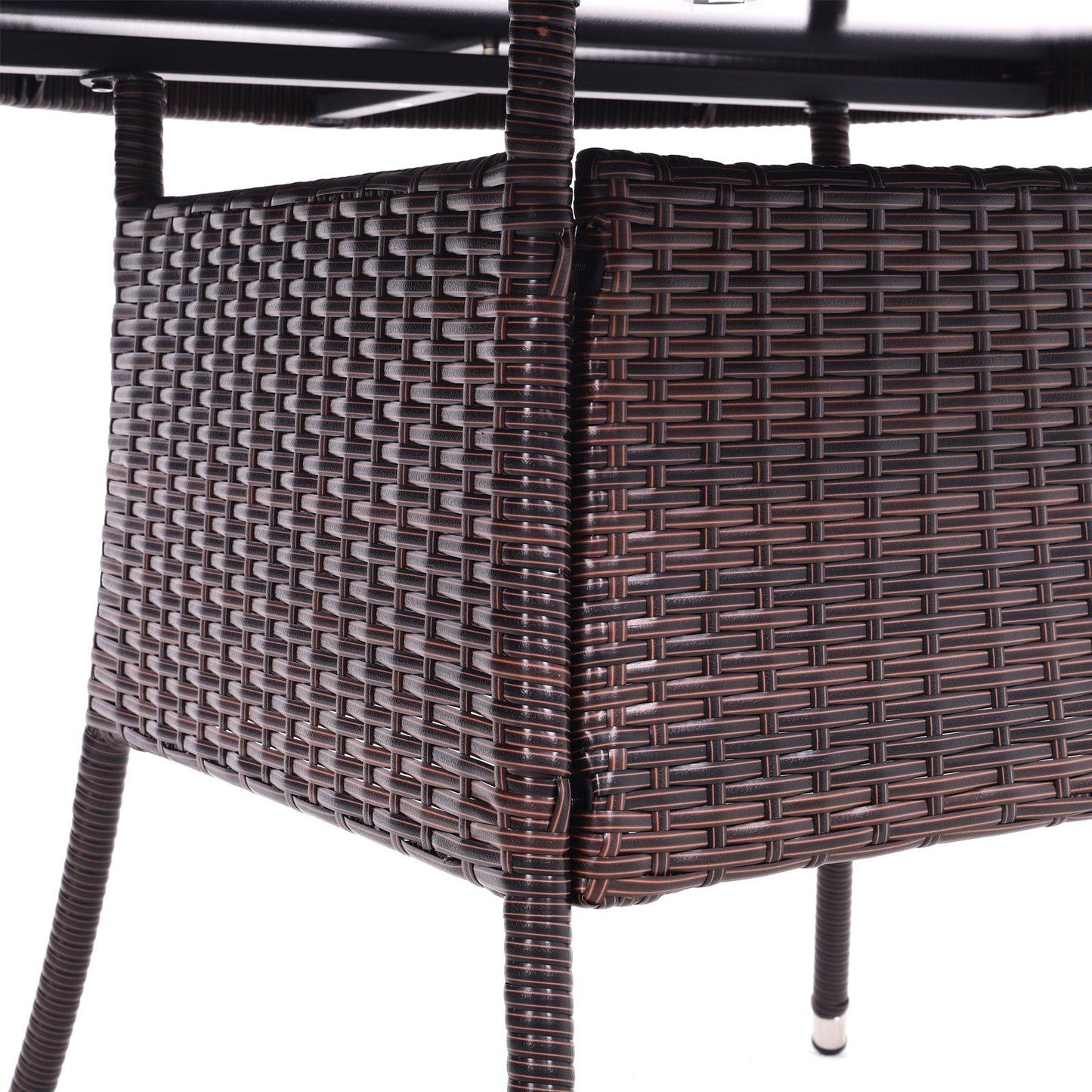 Breeins Brown Wicker Table with Tempered Glass & Hole