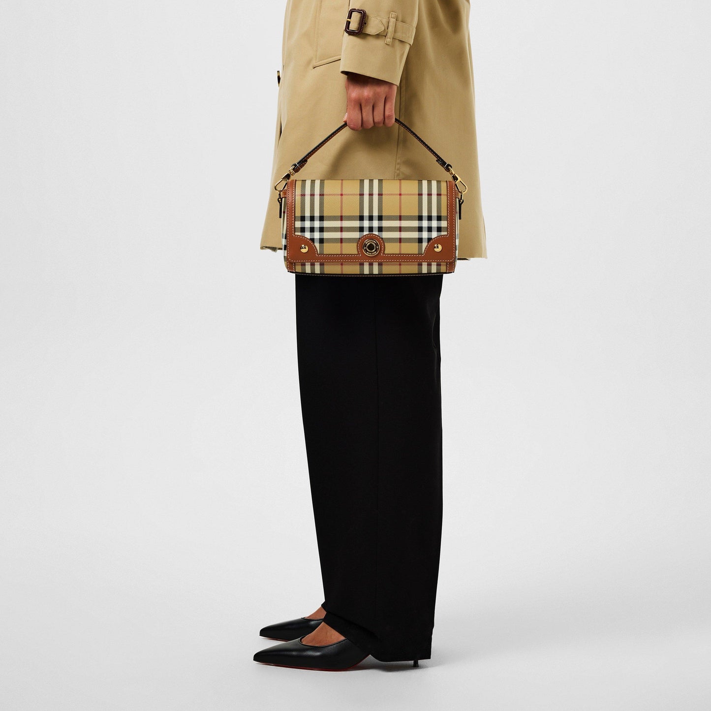 Burberry Women's Check Cotton Top Handle Note Bag