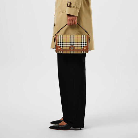 Burberry Women's Check Cotton Top Handle Note Bag