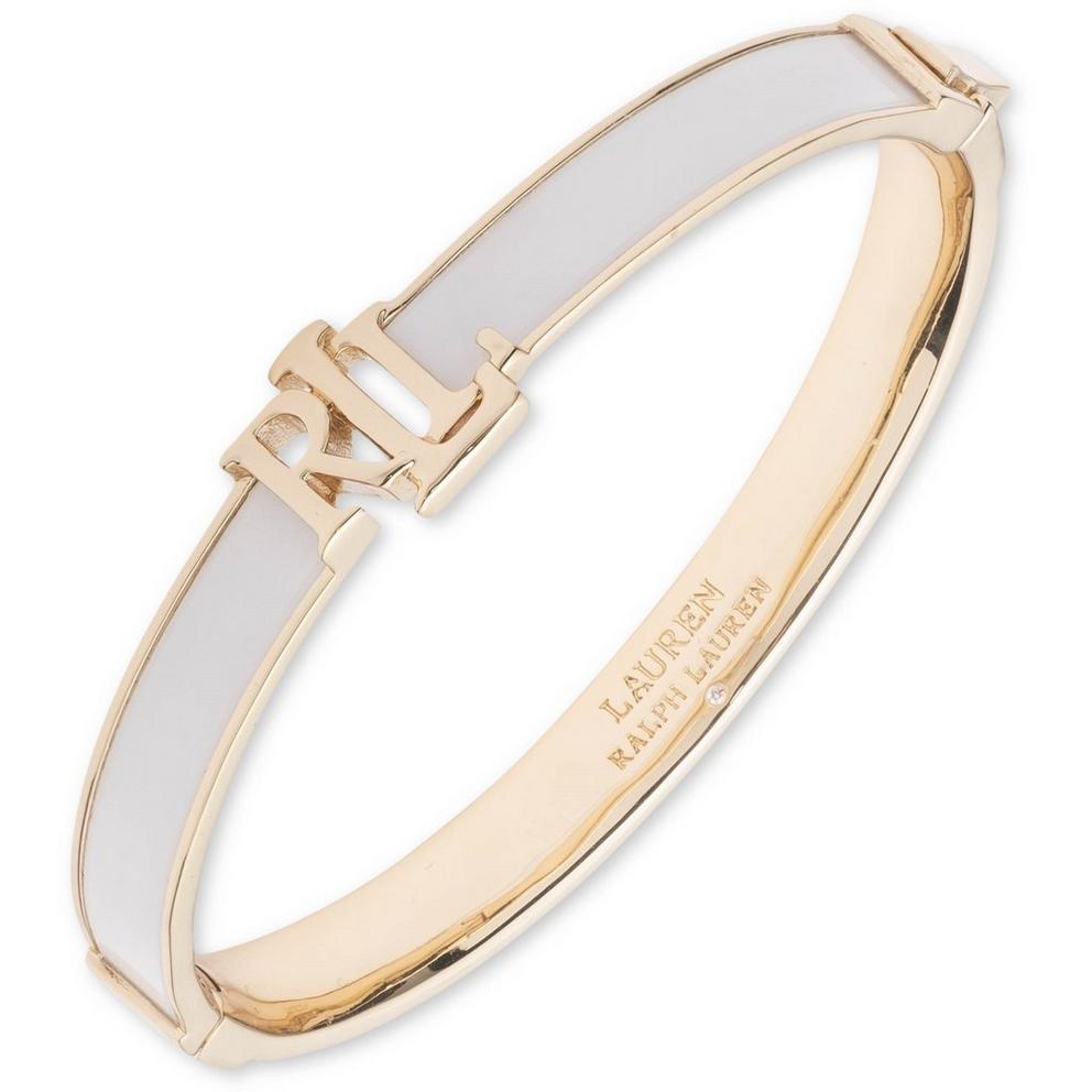 Lauren by Ralph Lauren Lauren Ralph Lauren White & Gold Logo Bangle