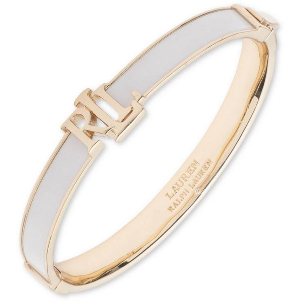 Lauren by Ralph Lauren Lauren Ralph Lauren White & Gold Logo Bangle