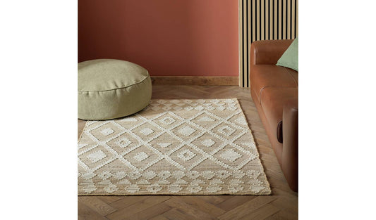 Habitat Woven Aztec Neutral Jute Flatweave Rug - 80x150cm