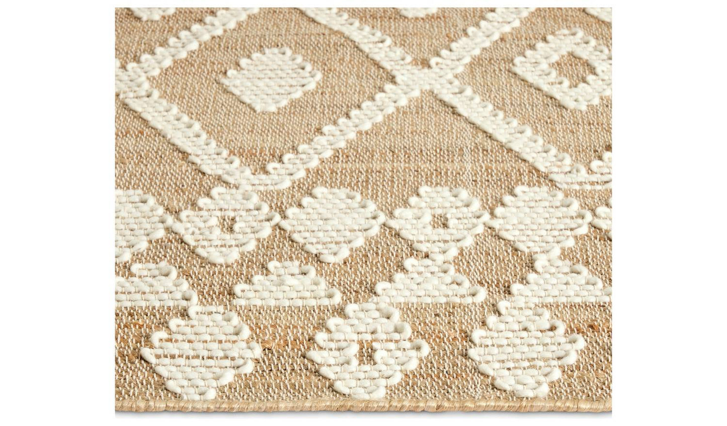 Habitat Woven Aztec Neutral Jute Flatweave Rug - 80x150cm