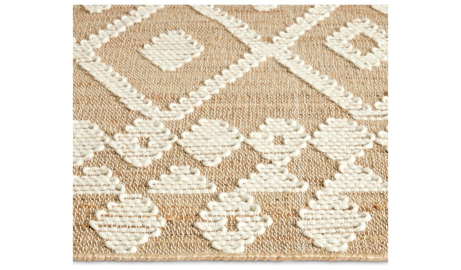 Habitat Woven Aztec Neutral Jute Flatweave Rug - 80x150cm