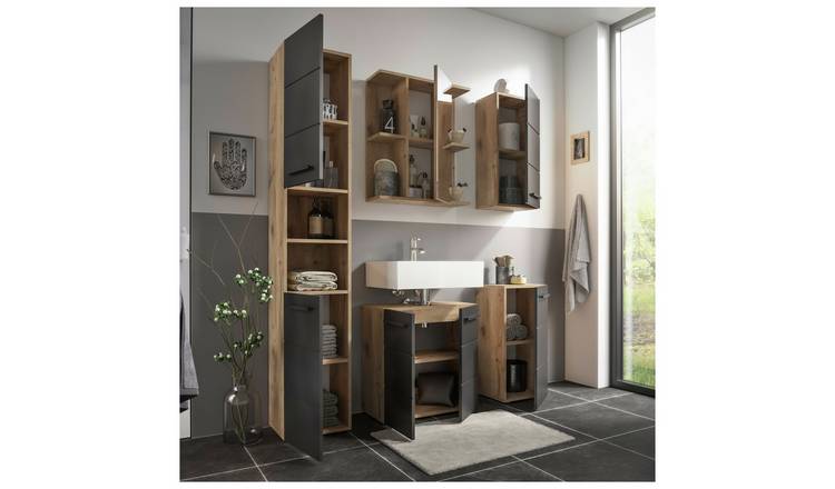 Julian Bowen Vista Single Unit - Black & Oak