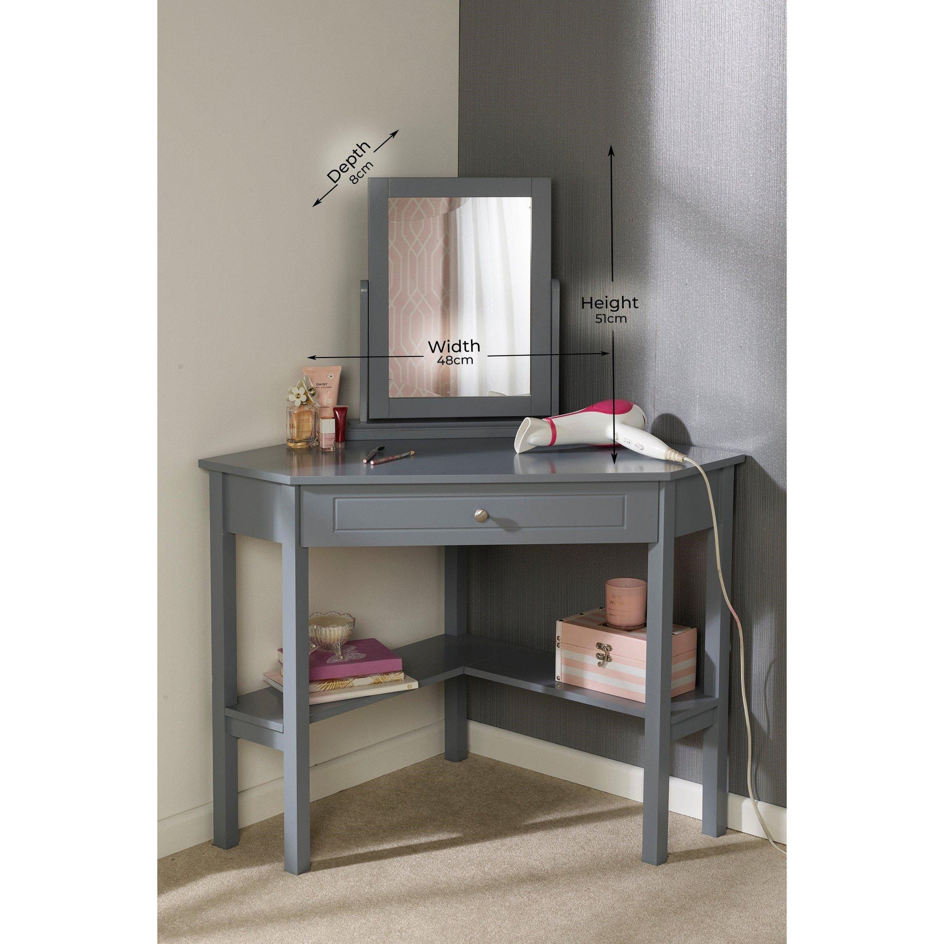 Homelife Corner Dressing Table/Desk with Mirror