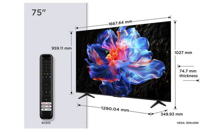 TCL 75 Inch 75V6C-UK Smart 4K UHD HDR LED TV