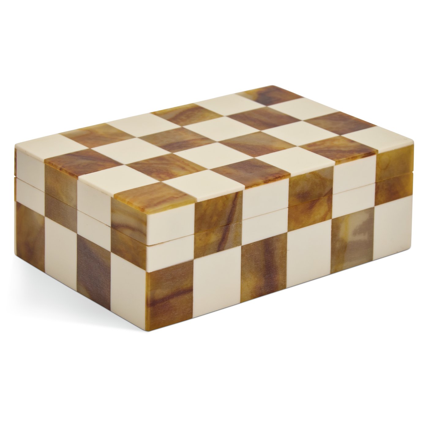 Habitat Checkered Trinket Box - Brown