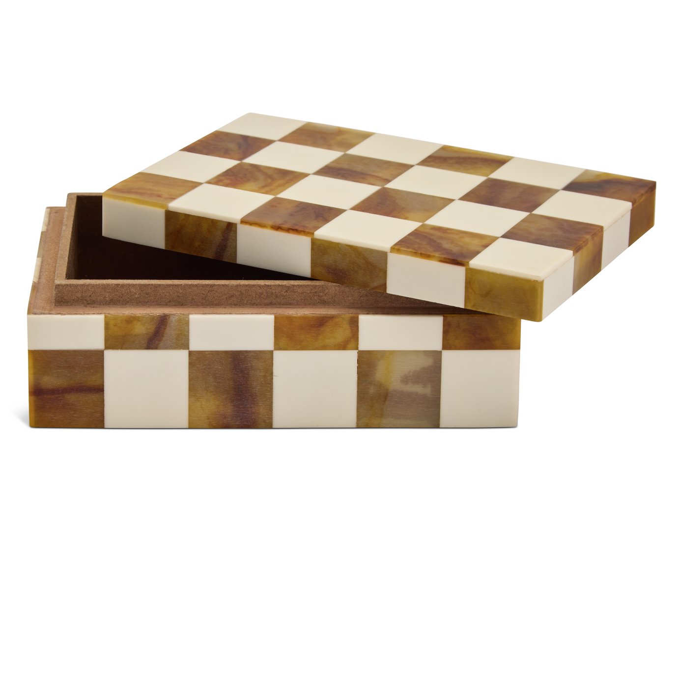 Habitat Checkered Trinket Box - Brown