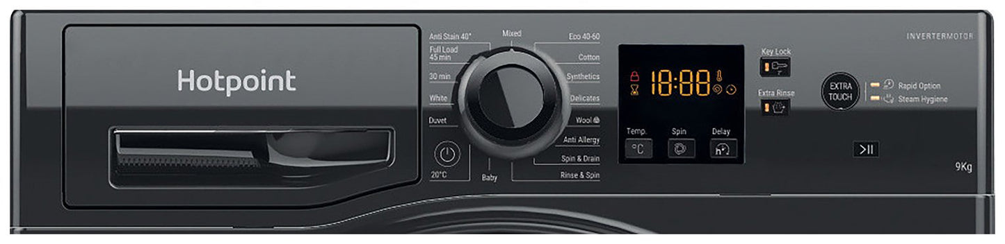 Hotpoint NSWM946BSUK 9KG 1400 Spin Washing Machine - Black