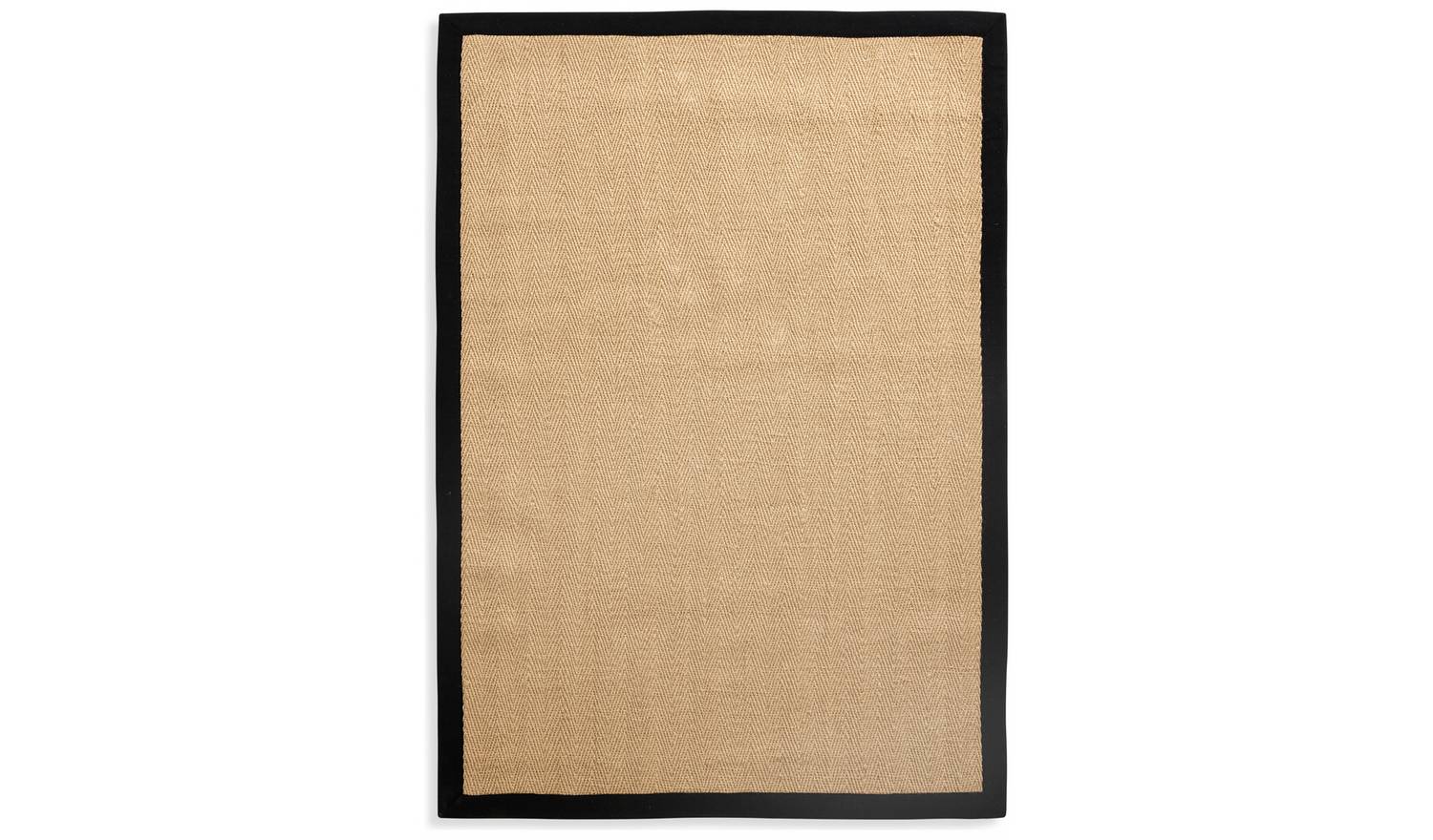 Habitat Herringbone Black Border Jute Rug - 80x150cm