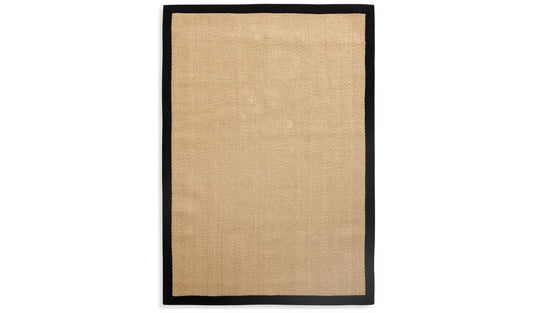 Habitat Herringbone Black Border Jute Rug - 80x150cm