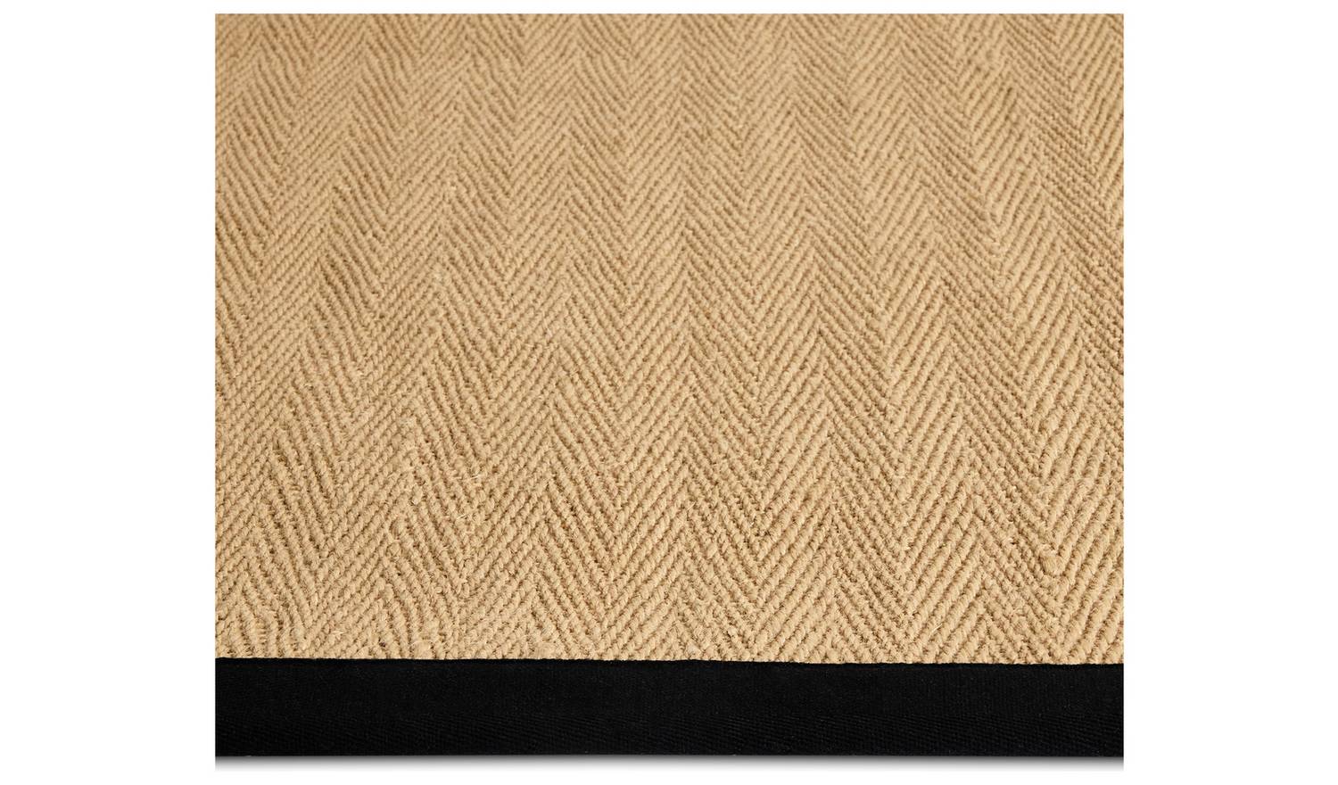 Habitat Herringbone Black Border Jute Rug - 80x150cm